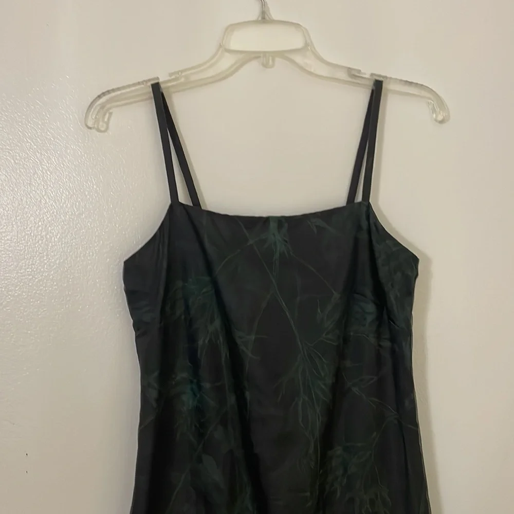 Ann Taylor loft silk organza LBD black green silk organza dress holiday 2 EUC
